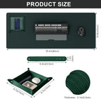 DAWNTREES Dark Green Desk Mat,Leather Desk Pad,35.5"x17",Cork Desk Mat Protector,with PU Leather Valet Tray Organizer,Large Mouse Pad,Desk Writing Pad for Office and Home
