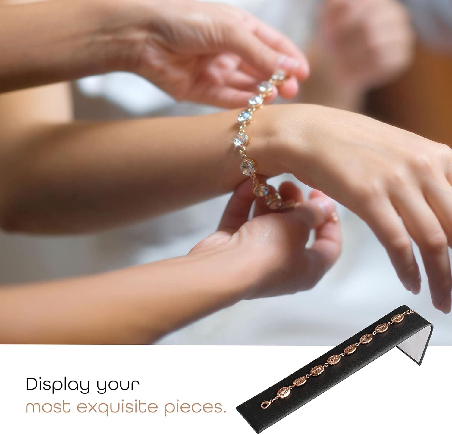 Novel Box 2 Pack Bracelet/Watch Ramp Black Leatherette 2x8.25x2 Inches - Slim and Sleek Ramps for Jewelry Display - Bracelet Holder Organizer Stand for Wedding, Selling & Personal Use