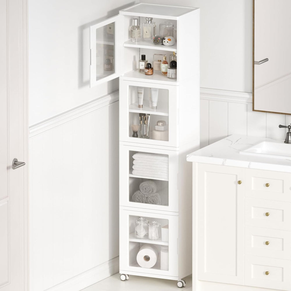 Vtopmart 63.2" Tall Slim Bathroom Storage Cabinet with 4 Adjustable Shel...