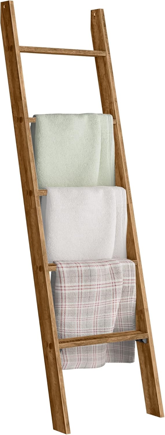 VASAGLE Blanket Ladder Decorative Farmhouse for The Living Room, 5-Tier Ladde...