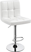 Yaheetech Single Bar Stool, PU Leather Adjustable Swivel Barstools, Armless Hydraulic Kitchen Counter Bar Stool, Kitchen Island Chairs, White