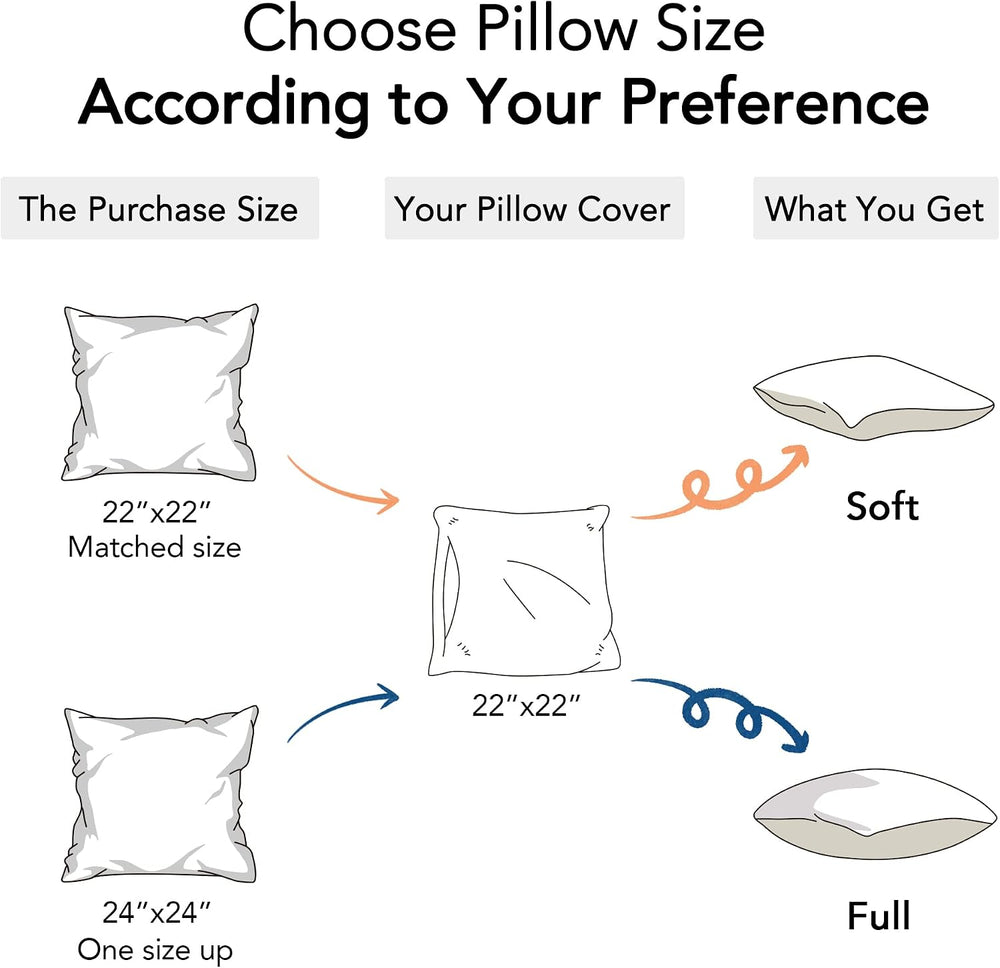 FAVRIQ 22 x 22 Throw Pillow Inserts with 100% Cotton Cover Square Cushions fo...
