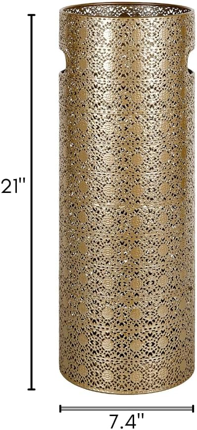 Concepts 21 inch Heavy Duty Metal Umbrella Stand - Durable Storage Holder for Umbrellas - Indoor and Outdoor Use - Stylish and Modern Organizer for Entryways. (Gold Lace)
