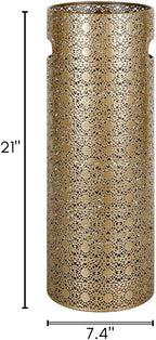 Concepts 21 inch Heavy Duty Metal Umbrella Stand - Durable Storage Holder for Umbrellas - Indoor and Outdoor Use - Stylish and Modern Organizer for Entryways. (Gold Lace)