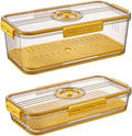 CottonColors Fridge Organizer, Food Storage Containers With Lids for Timer & Drain Board Stackable Refrigerator Organizers and Storage(Tall & Short, Small, 3.3 L + 1.5 L, 2 Pack)