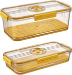 CottonColors Fridge Organizer, Food Storage Containers With Lids for Timer & Drain Board Stackable Refrigerator Organizers and Storage(Tall & Short, Small, 3.3 L + 1.5 L, 2 Pack)