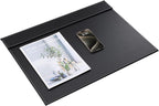 KINGFOM Ultra-Smooth PU Leather Desk Pad & Mat Office Desk Drawing & Writing Board A3/ A4 File Paper Clip Table Protector Mat on Top Large 24''x18'' (Black)