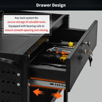 Lumizone Folding Tool Cart with Drawer and Pegboard Hooks Rolling Utility Service Cart on Wheels for Garage Organizer Foldable Power Tool Storage Heavy Duty Steel (Tool Cart with Drawer+Hooks)