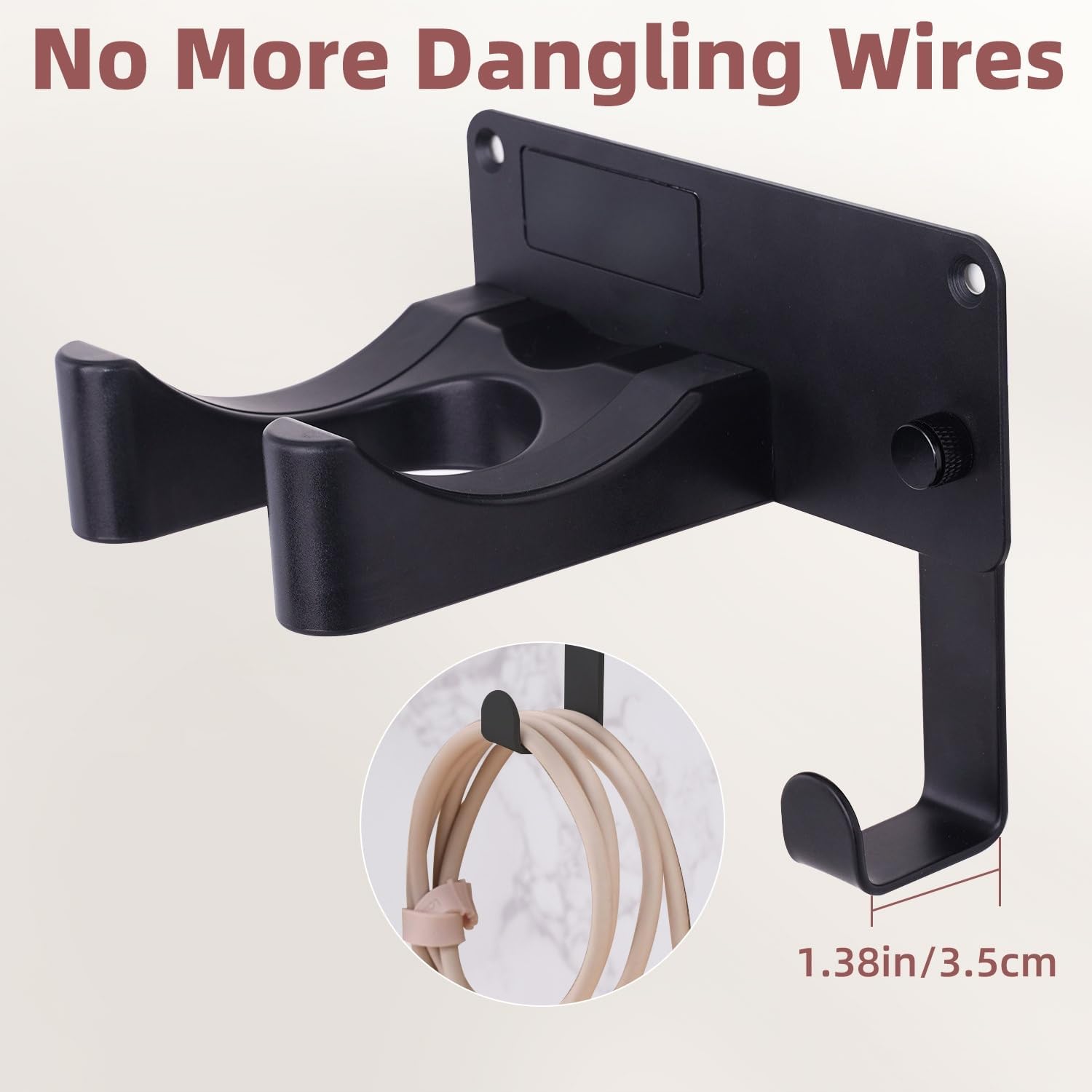 Hair Dryer Holder, Aluminum Alloy Blow Dryer Holder with Adhesive/Screw Installation, Universal Hair Dryer Wall Mount Compatible with Dyson Hairdryer Holder for Bathroom Black UEMUSI