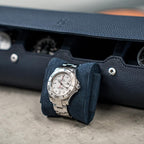 DailyWatch | Watch Roll Travel Case For 4 Watch | Luxury Watch Case In Genuine Leather With Soft Velvet Interior | Watch Case Protect, Store, & Display Your Watches | Navy Blue