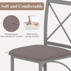 VECELO Metal Dining Chairs Set of 4, Steel Legs and PU Leather Cushion Seats for Kitchen, Living Room, Grey