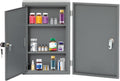 biosp First Aid Wall Mount Medicine Cabinet with Lock, Steel Drug Cabinet with Double Door, Locking Narcotics Safe, 3 Tier Emergency Box, Secure Steel Lock Box for Medication, Grey