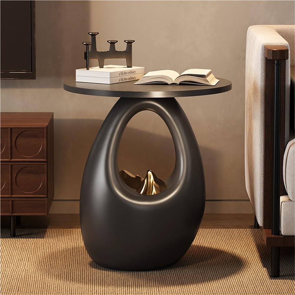 Round Side Table, Nightstand, Stylish Sofa Accent Table, Suitable for Living ...