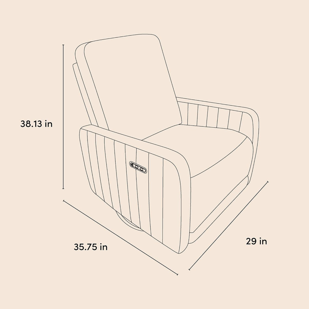 Storkcraft Kyoto Deluxe Power Recliner Swivel Glider, Ivory Boucle | Premium Electronic Power Recliner for Nursery, Includes Dual-USB Charging Port with USB-A & USB-C, Glider Rocking Chair