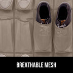 GORILLA GRIP Over the Door Shoe Organizer, 24 Large Breathable Mesh Pockets, Space Saving Hanging Storage Holder, Closet Rack Hanger Holds Up to 40 lbs, Hangs on Closets for Shoes, Accessories, Beige