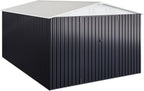 10x14 FT Outdoor Storage Shed, Garden Shed with Updated Frame Structure and Lockable Doors, Metal Tool Sheds for Backyard Garden Patio Lawn, White