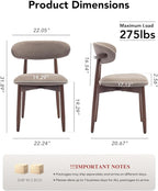 Dining Room Chairs Set of 4, Upholstered Farmhouse Dining Chairs, Modern Fabric Kitchen Chairs with Solid Wood Leg,Camel
