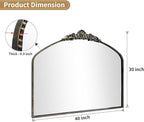 G-LEAF Vintage Baroque Mirror 40"X30",Victorian Antique Farmhouse Mantel Mirror with Black Brush Gold Ornate Metal Frame for Fireplace Entryway Living Room Hallway Bathroom