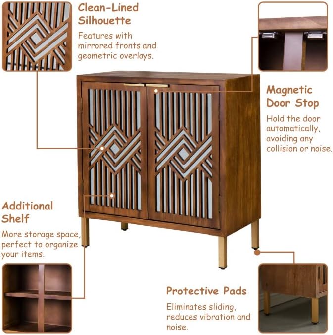 COZAYH 2 Door Accent Cabinet, Wood Sideboard Storage Furniture with Modern Ge...