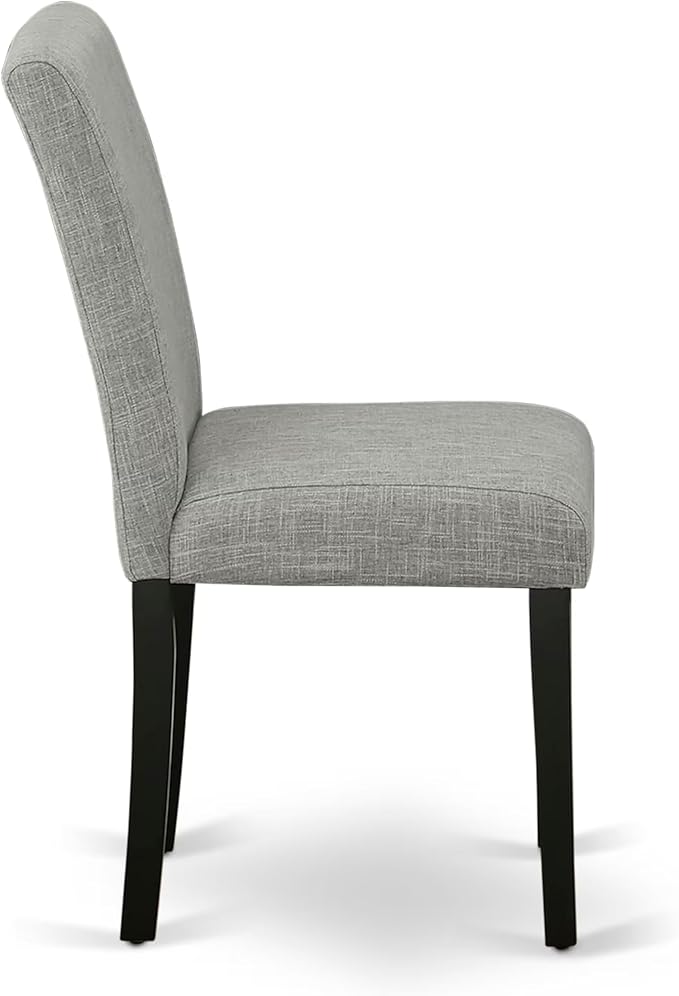 East West Furniture V696AB106-6 6 Piece Modern Dining Table Set Contains a Rectangle Wooden Table with V-Legs and 4 Shitake Linen Fabric Parson Chairs with a Bench, 36x60 Inch, Multi-Color