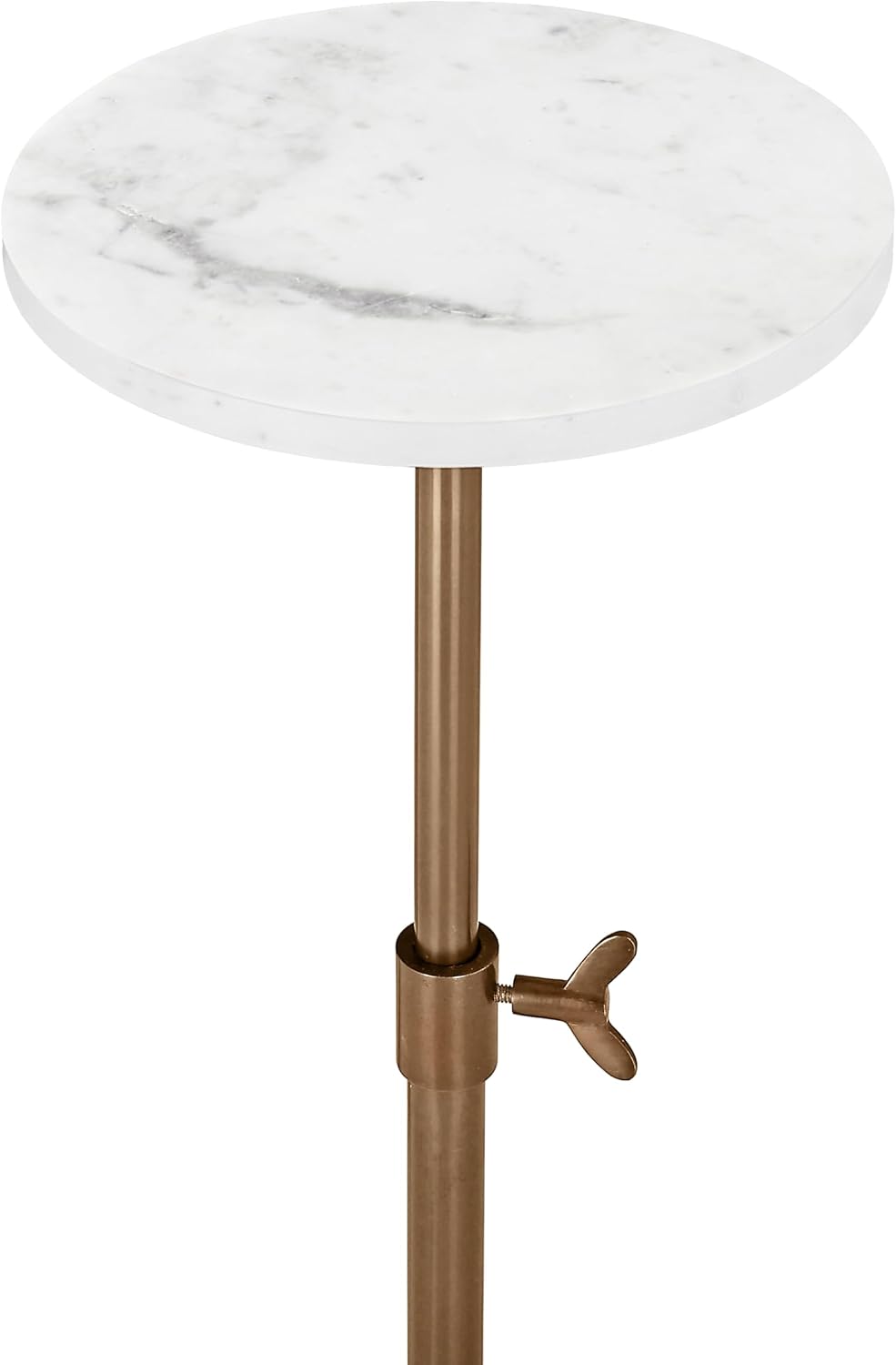 Marble Side Table Mid-Century Design – 29” Round Table with Antique Brass Ped...