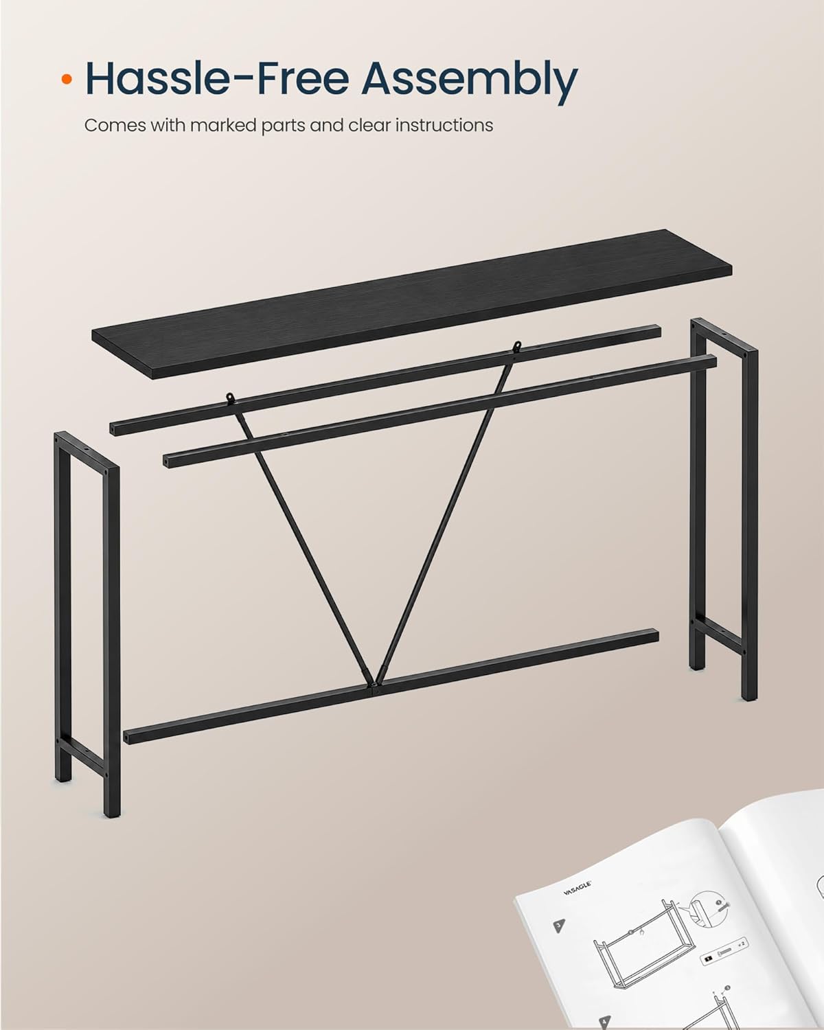 SONGMICS HOME Entryway Console Table, Behind Couch Table, for Living Room, Bedroom, Easy Assembly, Dark Gray