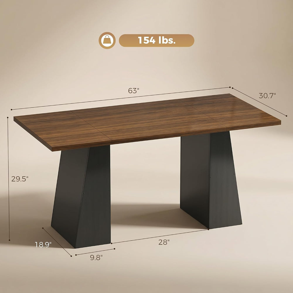 HOMCOM Modern Dining Table for 6, 63" Rectangle Kitchen Table with Trape...