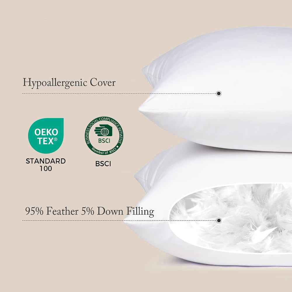 puredown® 12x48 Feather Down Pillow Insert, Set of 1 Large Lumbar Pillow Inse...