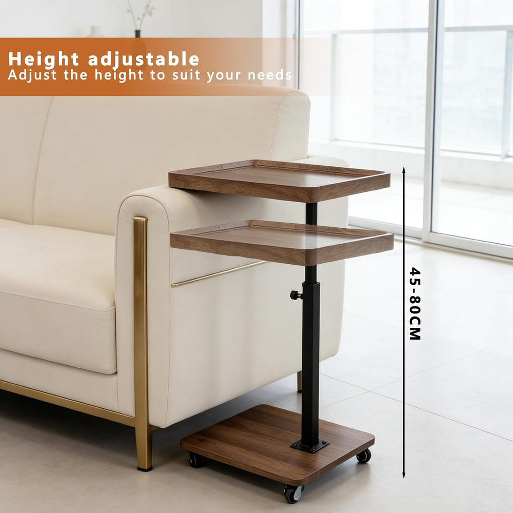 TV Tray Table with Phone Stand & Non-Slip Mat, C Table End Table Height A...