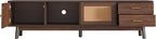 Ball & Cast Mid-Century Modern TV Stand for TVs up to 80", 70" Media Console with Rattan Sliding Doors & 2 Drawers,Solid Wood Legs,Entertainment Center w/Storage for Living Room,Bedroom,Dark Brown