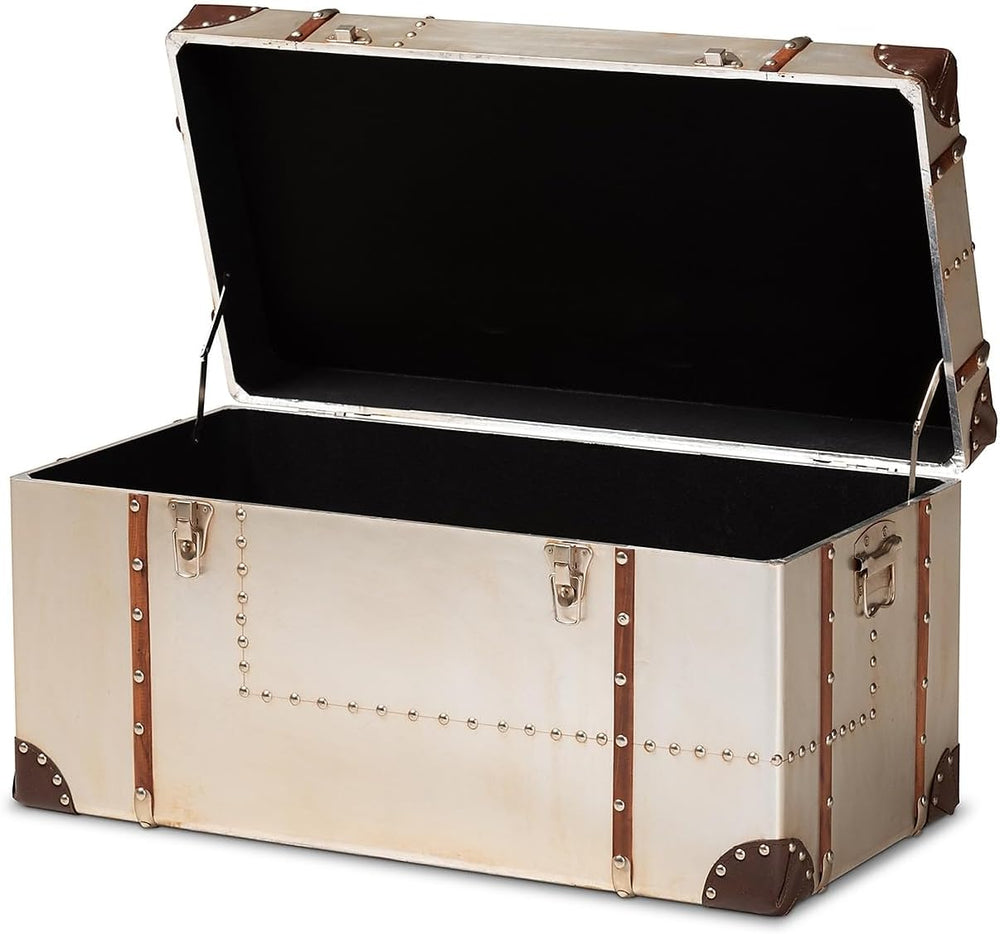 Baxton Studio Bechet Storage Trunk, Silver
