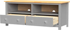 Handcrafted Solid Oak TV Stand Entertainment Center - Elegant Gray/Pine Media Console with Spacious Storage Drawers & Open Shelves - Sturdy Wood Cabinet Fits TVs up to 55 Inches