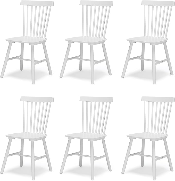 LUE BONA Windsor Dining Chair, Dining Chairs Set of 6, Spindle Back Wood Dini...