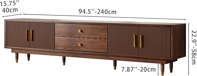 Mid Century Modern TV Stand for 100 inch TV, 94.5" Walnut TV Console wit...