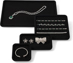 Microfiber Jewelry Display Flat Tray for Rings Earrings Necklace Bracelet, Jewelry Photograph Display Catchall Organizer Tray Dish(M,Black)