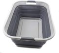SAMMART 42L(11 gallon) Collapsible Plastic Laundry Basket-Foldable Pop Up Storage Container/Organizer-Portable Washing Tub-Space Saving,Water capacity 34L(9 gallon) (1 Rectangular - strengthen, Grey)