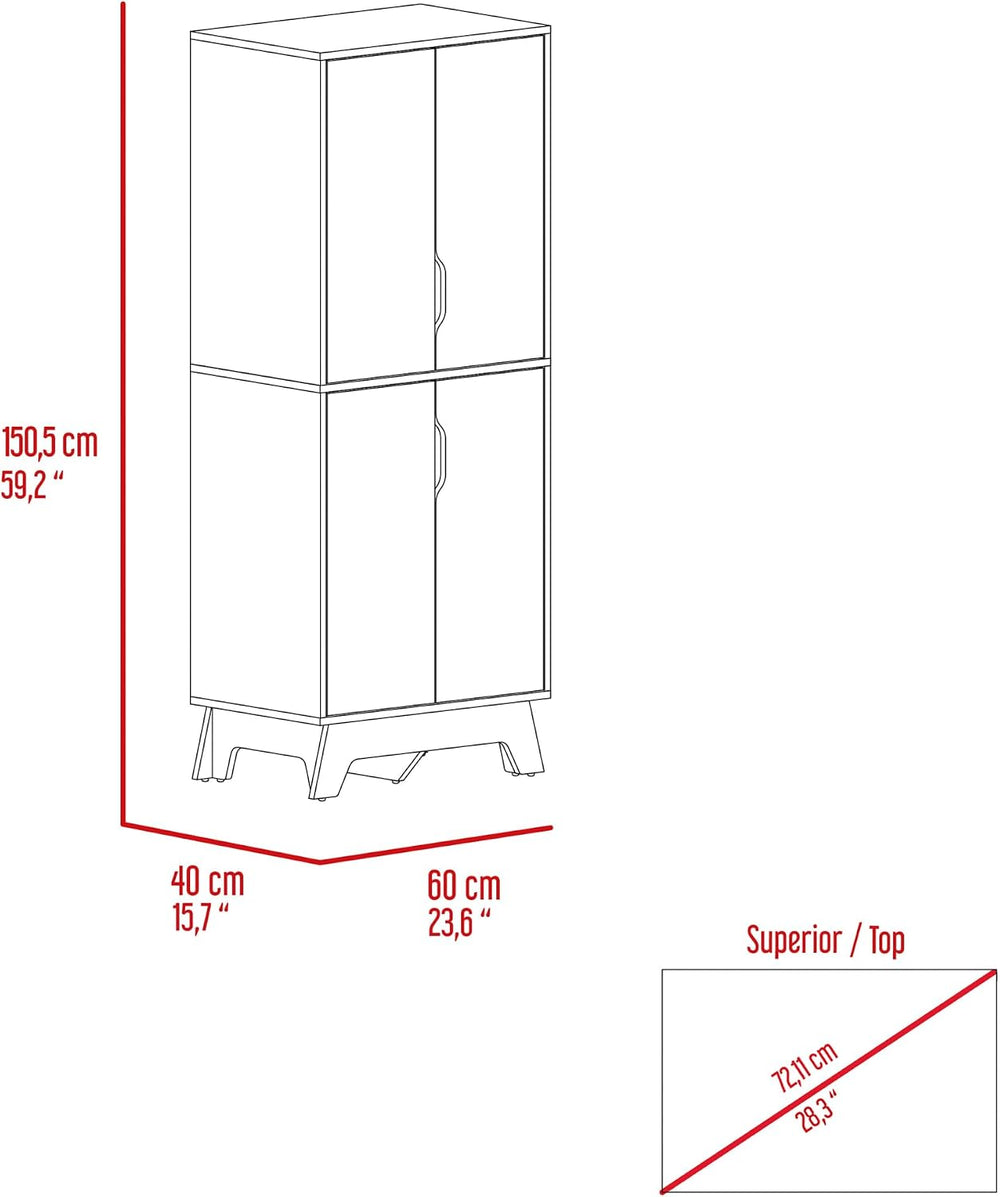 Brinnon Rectangle Kitchen Pantry Light Oak and White