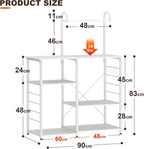 sogesfurniture Kitchen Baker's Rack, 35.4'' Utility Microwave Oven Stand, 4-Tier Capacity Utility Storage Shelf with 5 Hooks, White