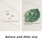 Reactive Glaze Leaf Ring Dish, Trinket Tray with Gift Box | Natural glaze variations make each piece unique, while the petite dish keeps rings, earrings, keys, and keepsakes visible