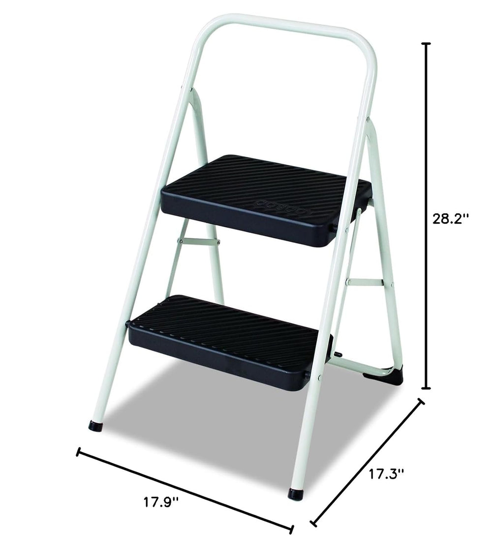 Cosco 11135CLGG1 2-Step Folding Steel Step Stool, 200lbs, 17 3/8w x 18d x 28 ...