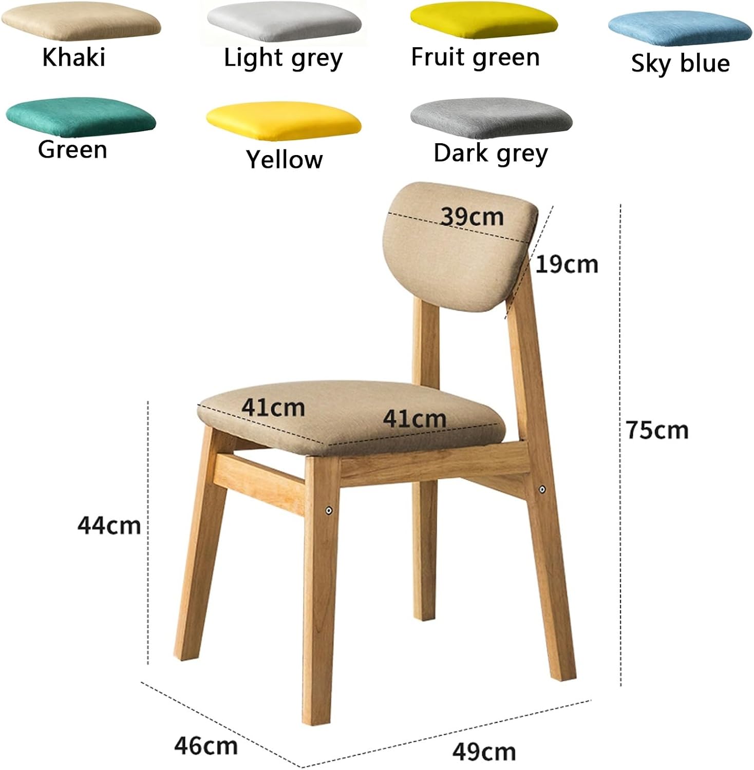 Waiting Room Chair, Dining Room Chairs, Household Stools, Comfortable Upholstered, Wood Legs, for Lobby, Training, Meeting, Home Office(Light Grey)
