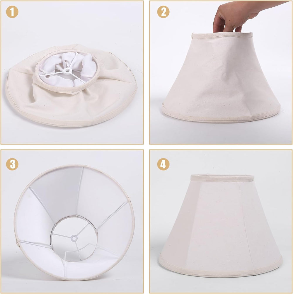 KD Lamp Shades Set of 2, 6x12x8.5 inch Natural Linen Lamp Shades for Table La...