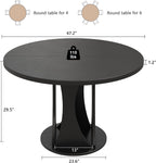 iPormis Round Dining Table, 47'' Kitchen Table for 4-6, Dining Room Dinner Table with Wooden Tabletop & Geometric Arcs Pedestal for Kitchen, Living Room, Home, Office, Black