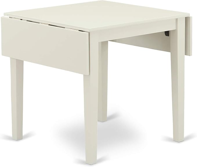 East West Furniture 1NDEN3-LWH-06 3 Piece Dining Table Set Contains a Rectangle Dinner Table with Dropleaf and 2 Dark Shitake Linen Fabric Upholstered Chairs, 30x48 Inch, Linen White