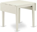 East West Furniture 1NDEN3-LWH-06 3 Piece Dining Table Set Contains a Rectangle Dinner Table with Dropleaf and 2 Dark Shitake Linen Fabric Upholstered Chairs, 30x48 Inch, Linen White