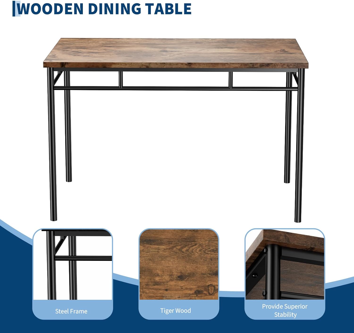 Garvee 4-Piece Modern Dining Table Set, Kitchen Table with Upholstered Chairs and Bench, Kitchen Table Set for Small Space, Apartment, Home, Studio