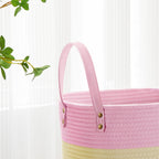 VIPOSCO Tall Laundry Basket, Large Dirty Clothes Hamper with Leather Handle, Woven Rope Storage Basket for Blanket, Toy In Living Room, Bathroom, Bedroom - 58L Rainbow