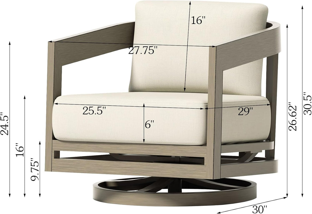 PEAK HOME FURNISHINGS Outdoor Aluminum Patio Swivel Lounge Chairs, Set of 2