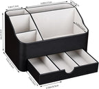 KINGFOM Desk Organizer with Drawer, Multifunction Pencil Holder for Desk, Desk Organizer and Accessories 5 Comparetments for Home Office Supplies (Black)