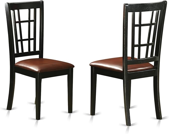 East West Furniture PLNI5-BCH-LC 5 Piece Kitchen Table Set for 4 Includes an Oval Dining Room Table with Butterfly Leaf and 4 Faux Leather Upholstered Chairs, 42x78 Inch, Black & Cherry